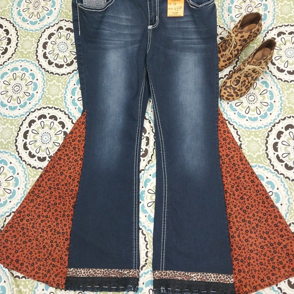 2632 Size 16New Directions Stretch Upcycled Bell-Bottoms.